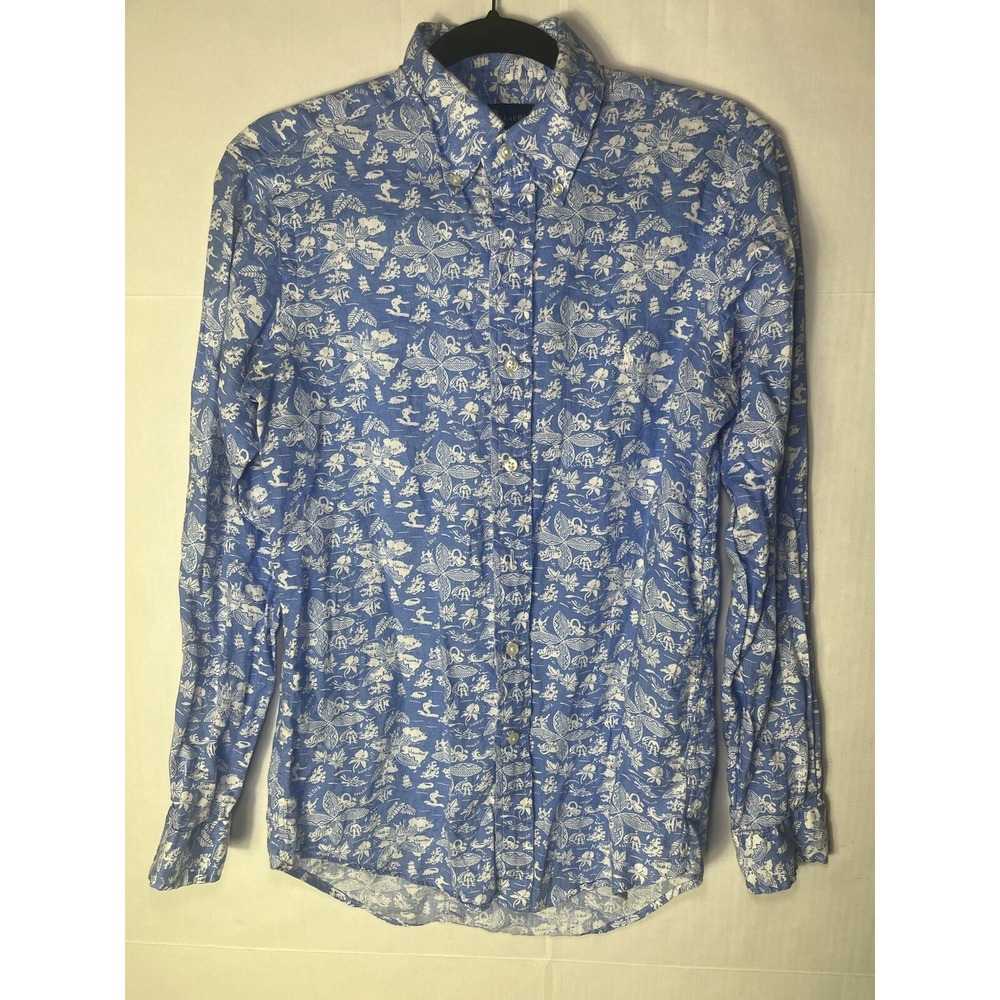 Ralph Lauren Shirt Mens XSLinen Hawaiian Classic Fit AOP Aloha Beach‎ Preppy